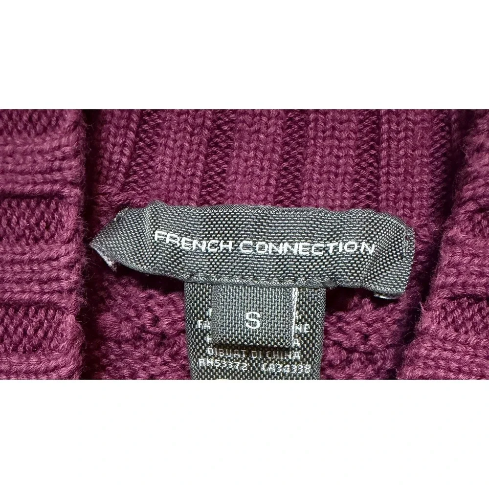 French Connection Bobble Knit Burgundy Sweater Women Size Small Preppy Soft Girl